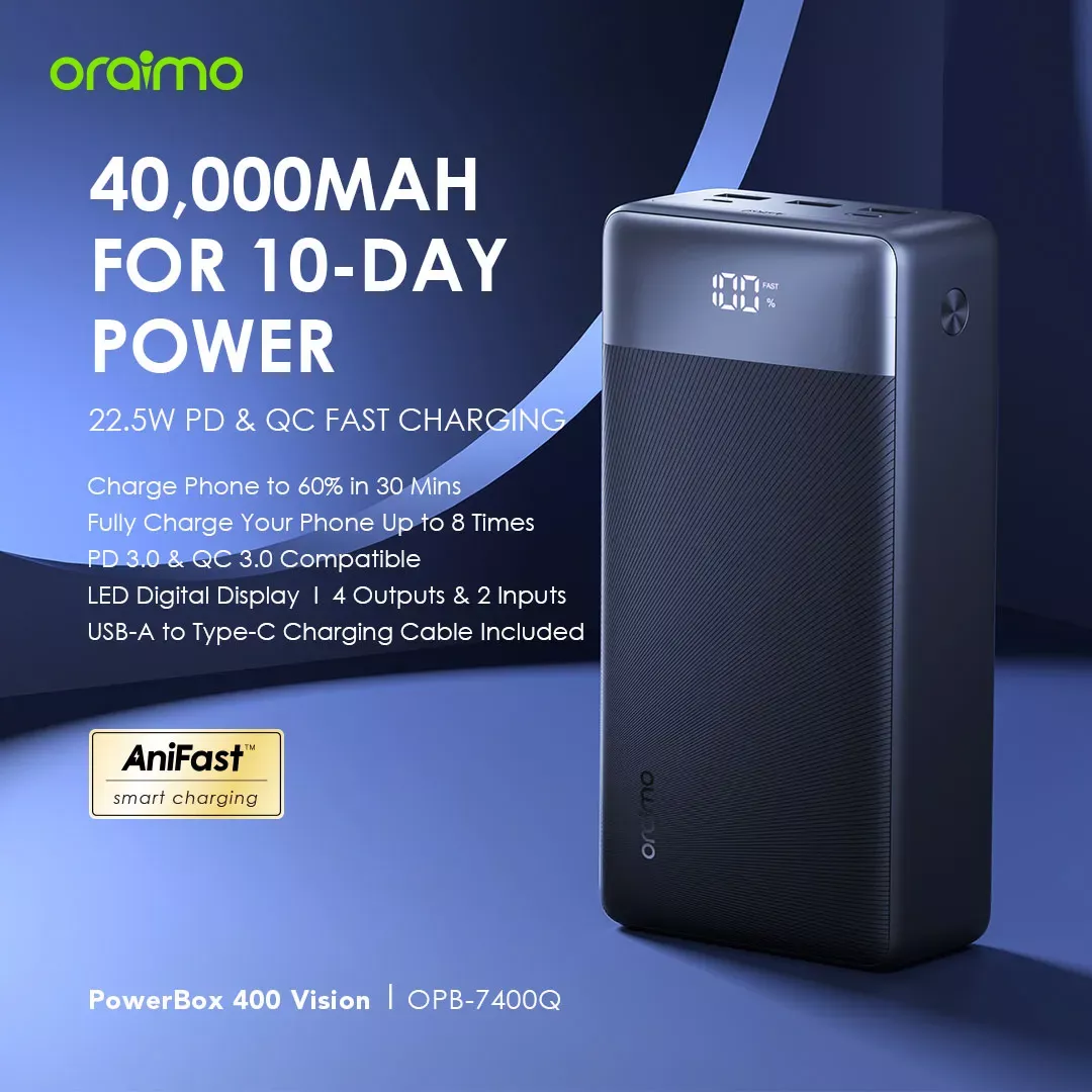 ORAIMO PowerBox 400 Vision 40000mAh Power Bank (OPB-7400Q)