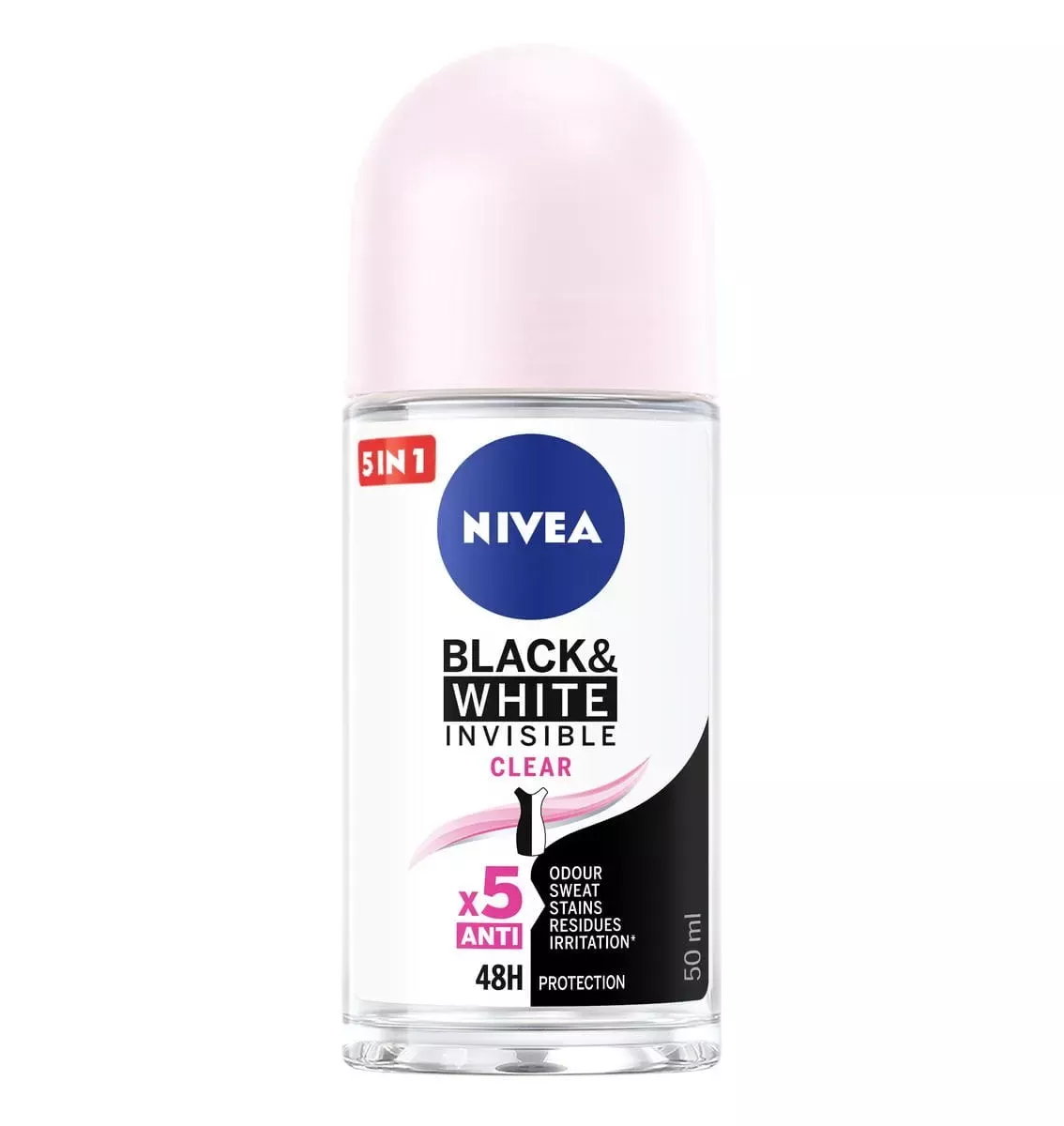 NIVEA Black & White Invisible Anti-Perspirant Roll-on For Men, 48h - 50ml