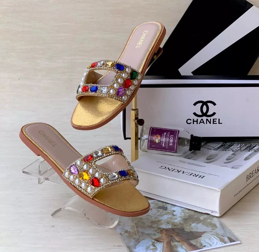 Chanel Gold Slippers