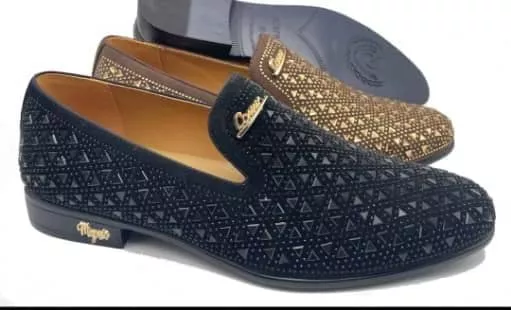 Men’s Black Luxury Crystal-Studded Party Loafers – Mago Signature