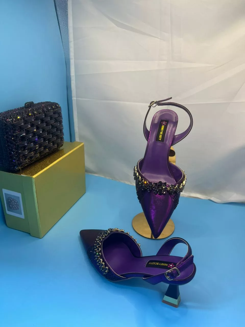 Honey Beauty Short Heels Shoe (Purple)