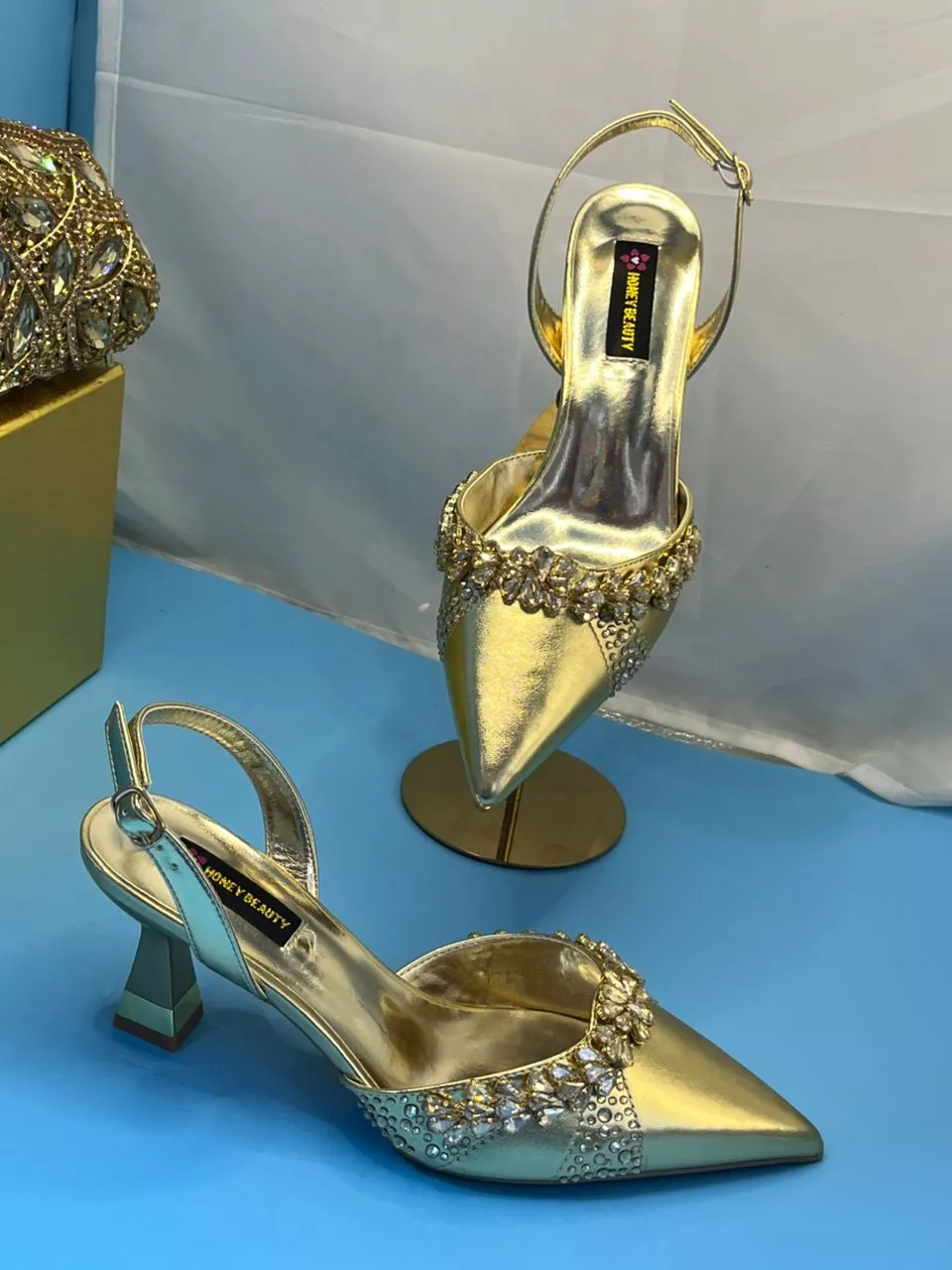 Honey Beauty Short Heels Shoe (Gold)