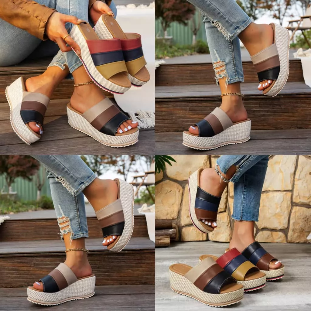 Colorblock Women’s Platform Slides