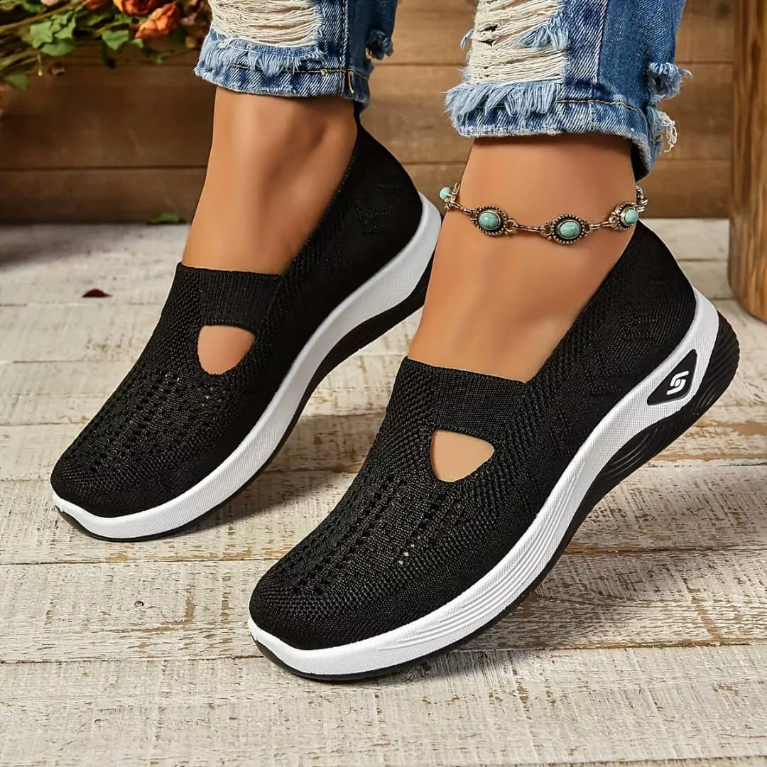 Women's Sneakers Breathable Casual Shoes (Black)