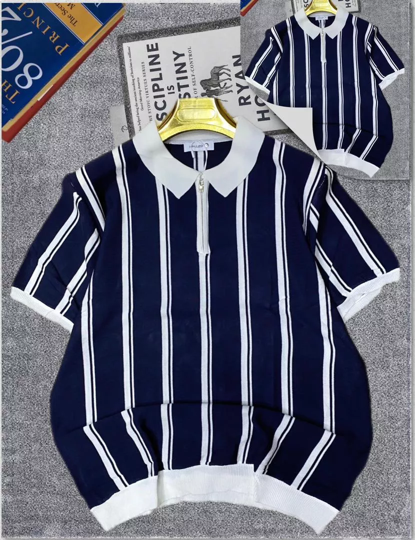 Striped Zip Polo