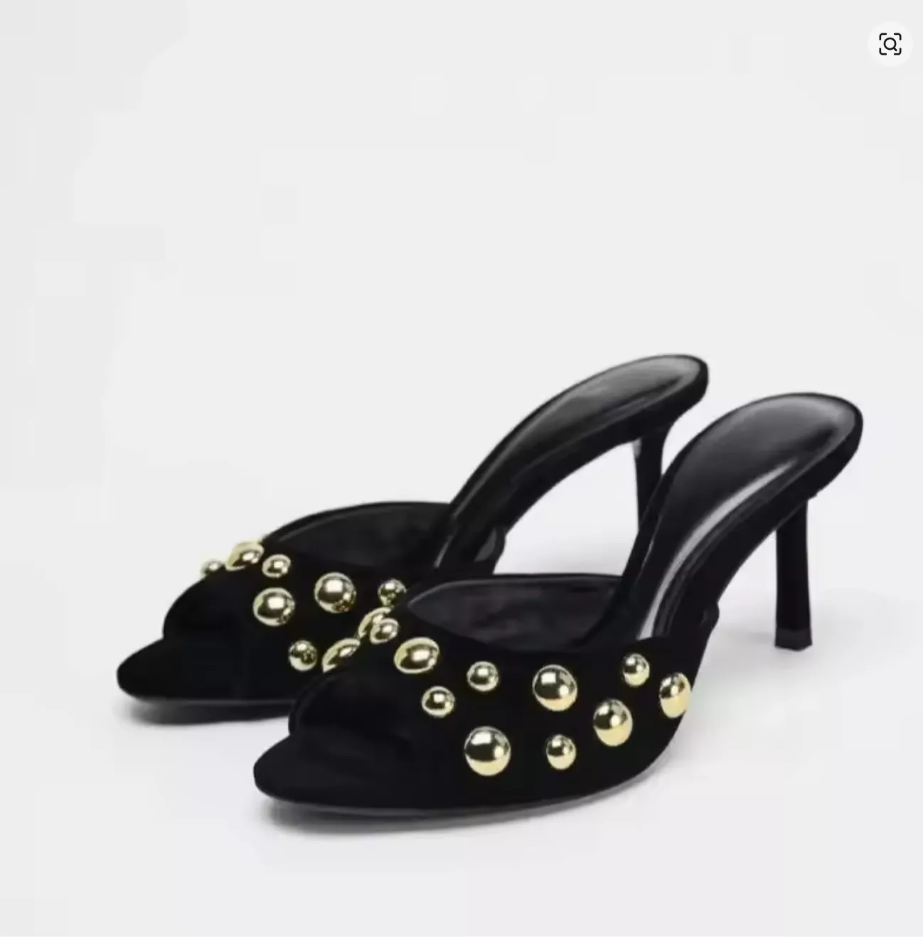 Zara Stylish Studded Peep Toe Heels