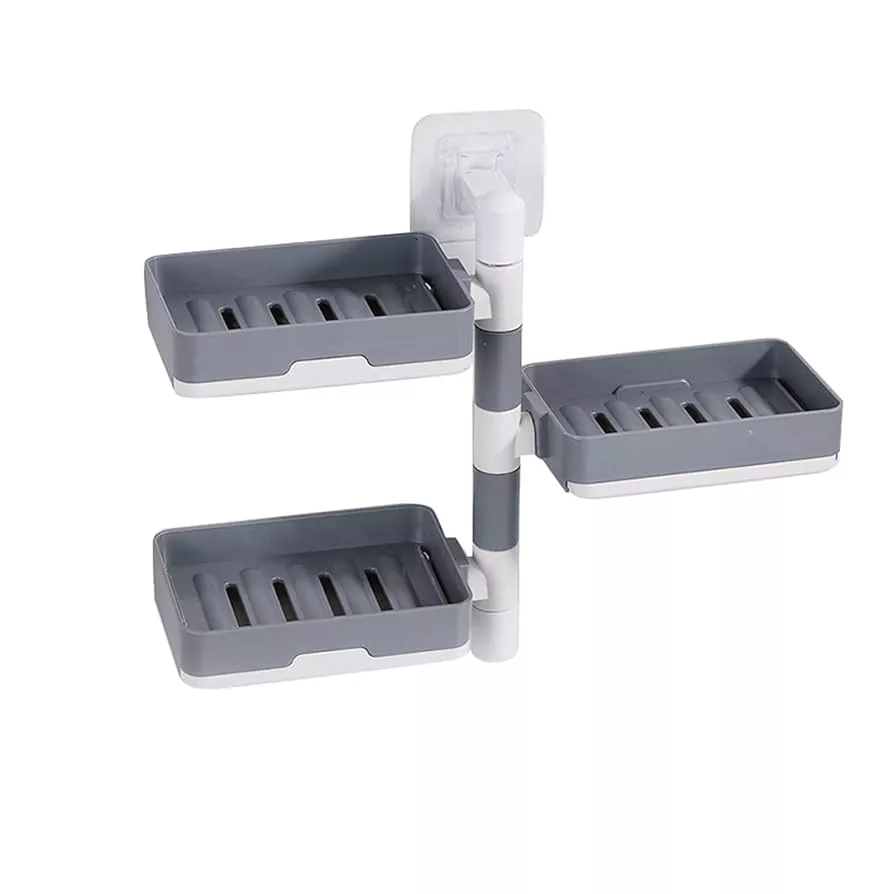 3 Layers Soap Dish, Adhesive Rotatable Wall Mounted Soap Box