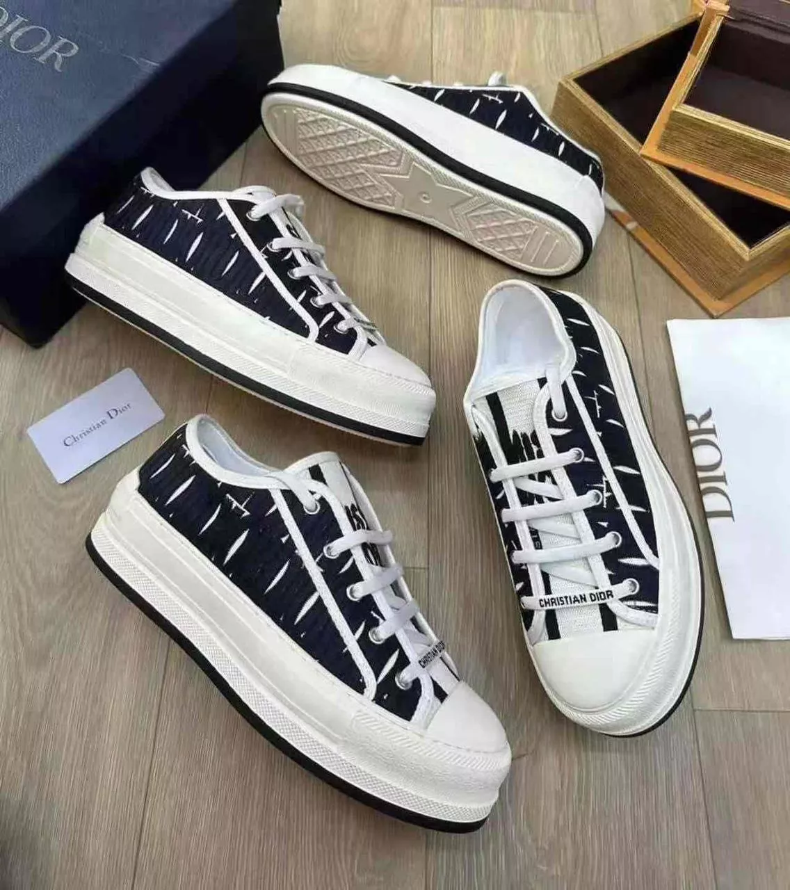 Christian Dior Walk’n’Dior Platform Sneakers – Deep Blue Oblique