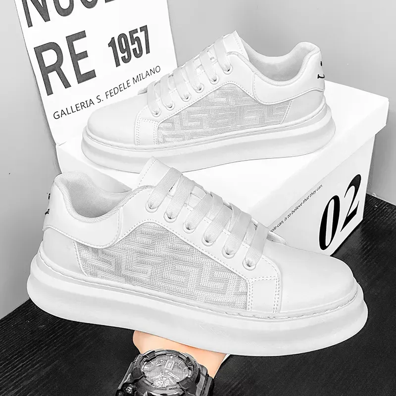 Breathable White Skate Sneakers