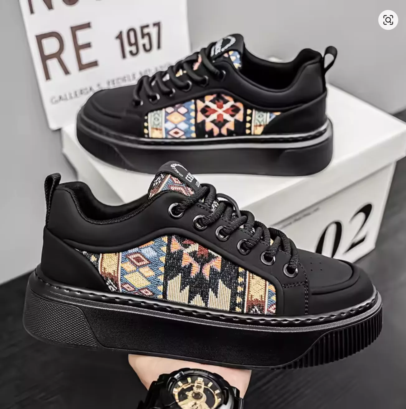 Trendy Breathable Men's Casual Sneakers Black