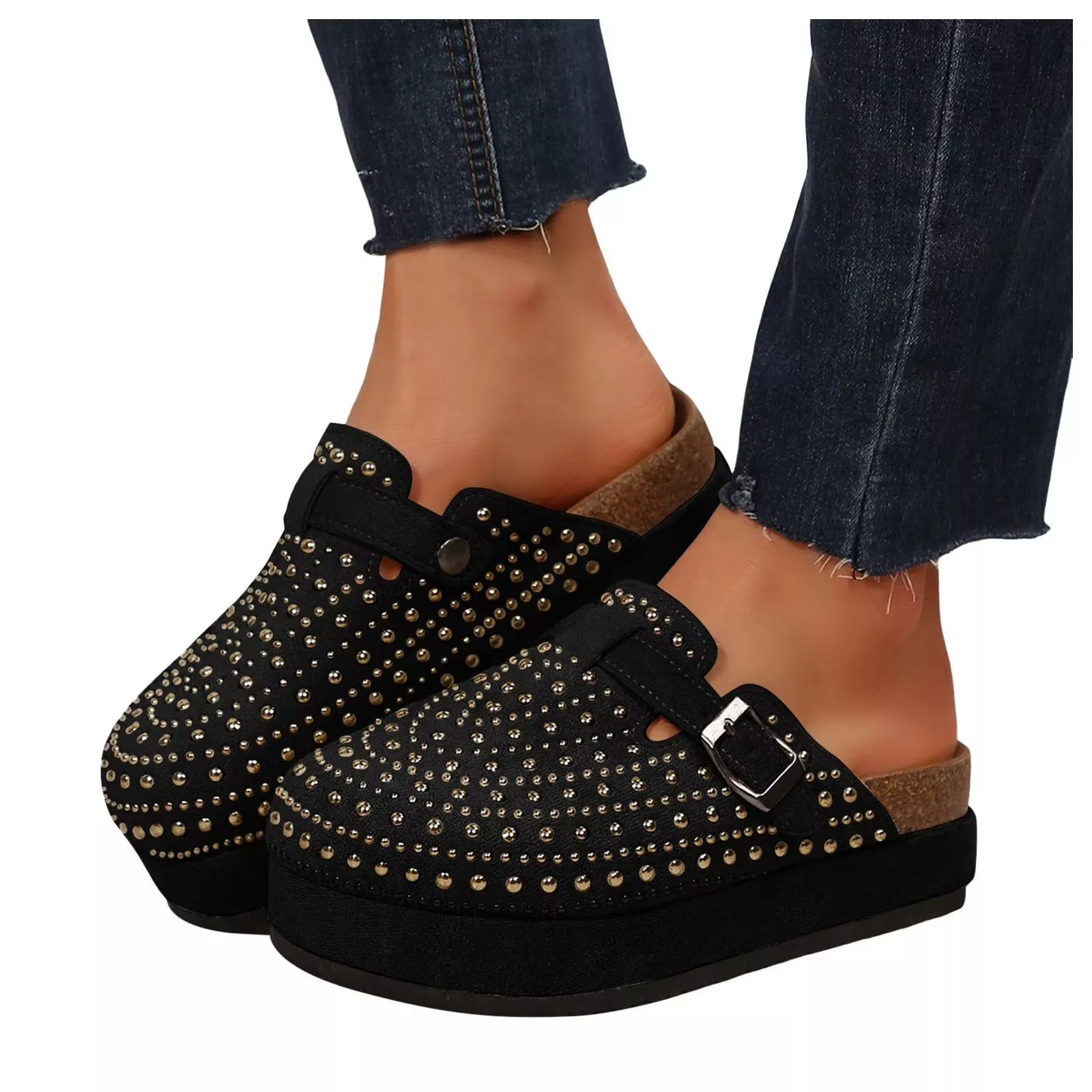 Rhinestones Platform Mules Clogs for Women