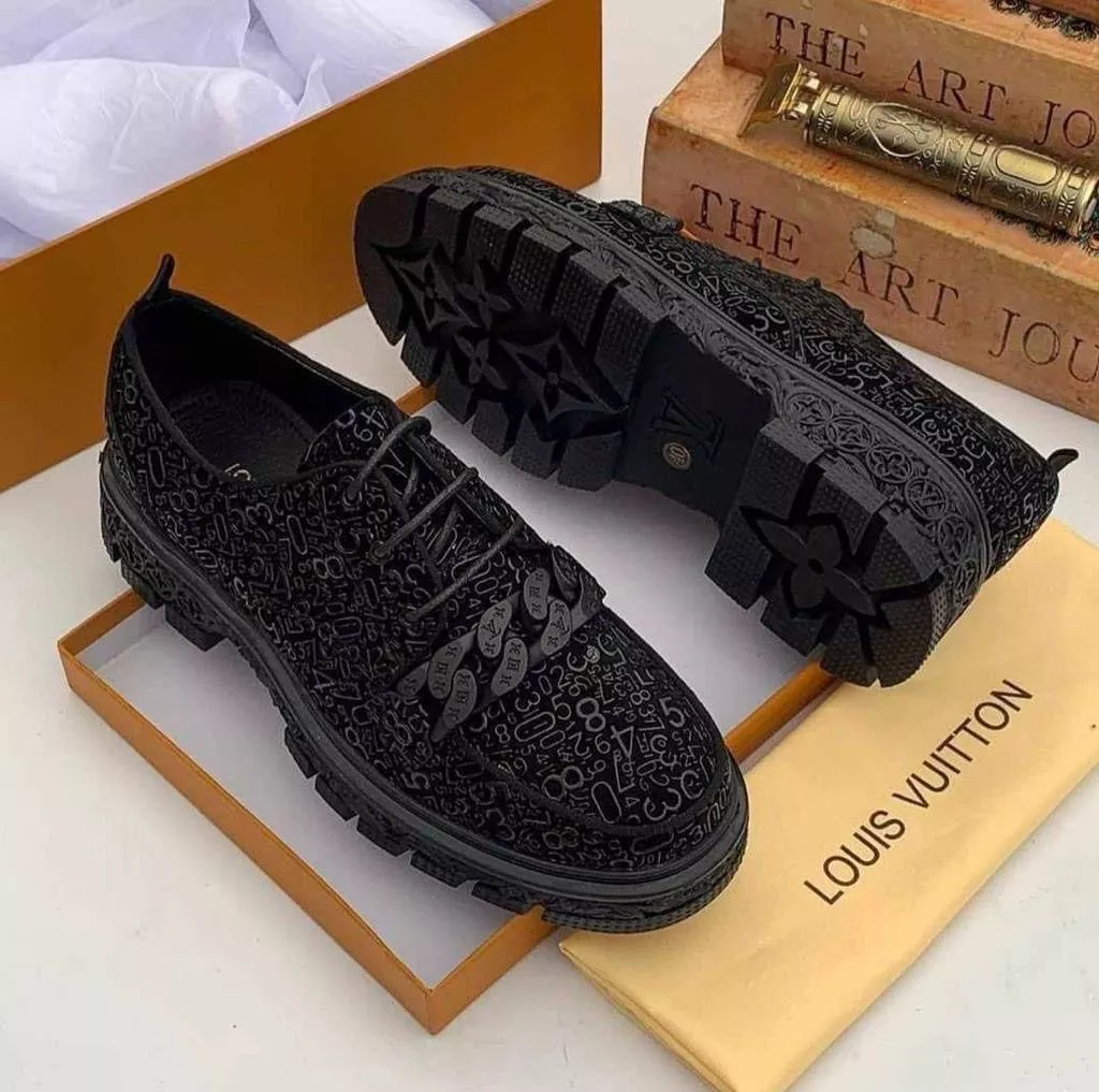 Louis Vuitton Embossed Pattern Derby Shoes
