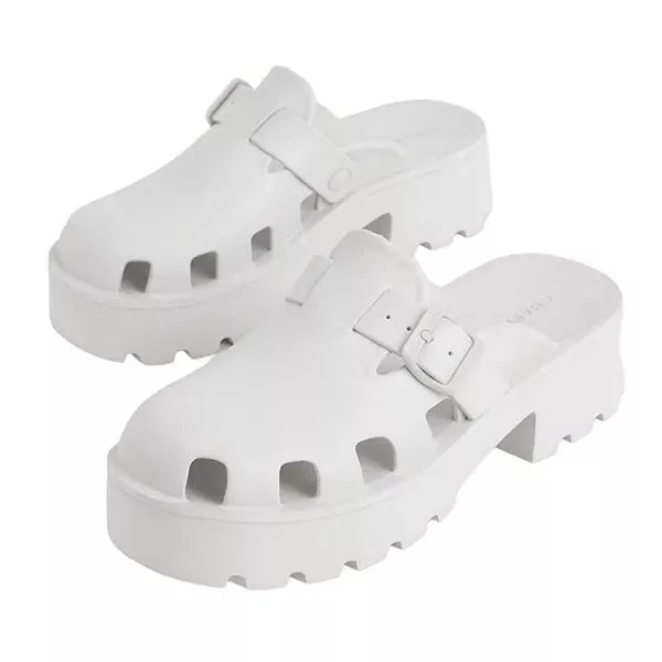 Women's Karlie Buckle Clog Mule White