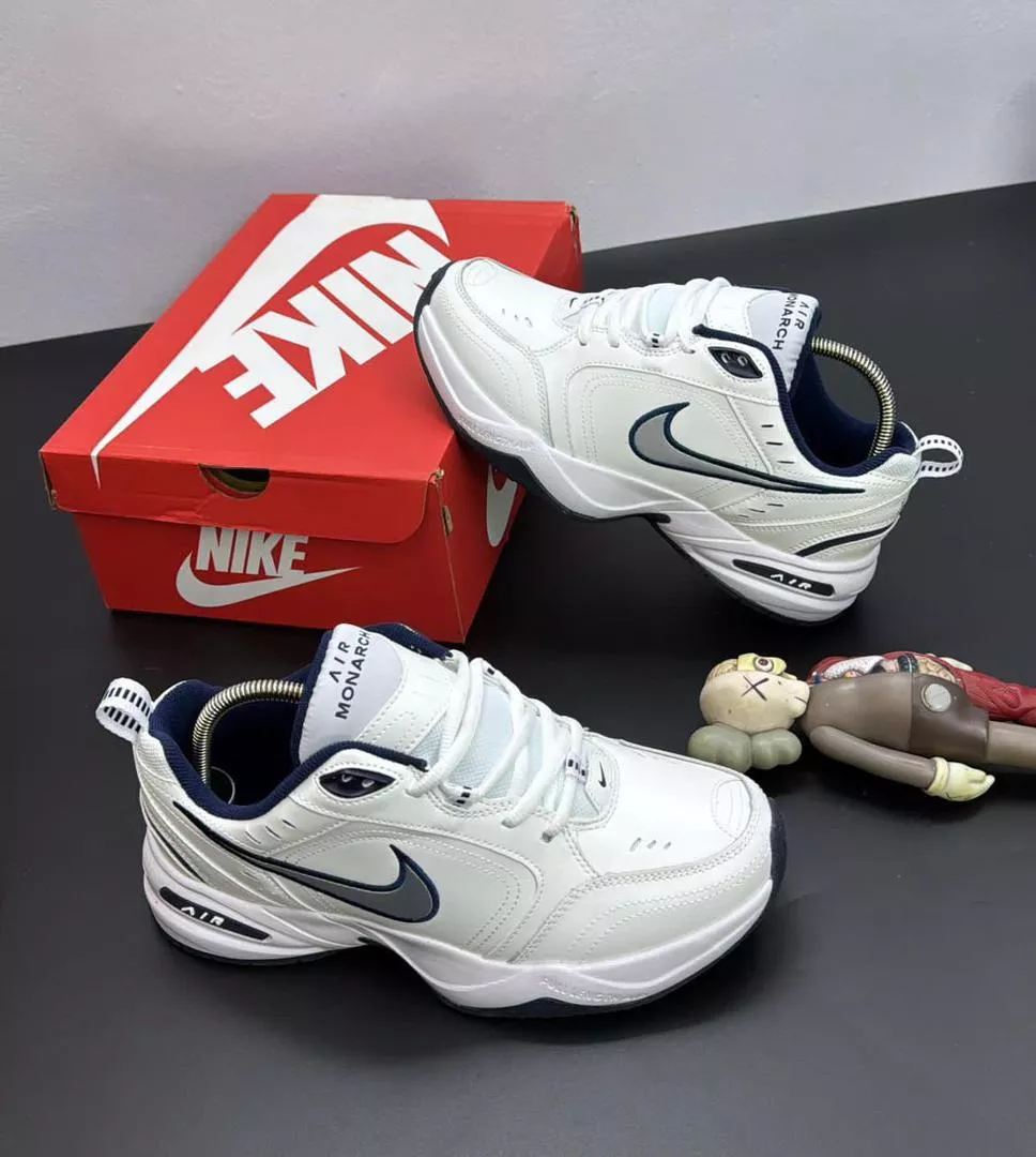 Nike Air Monarch IV "White/Midnight Navy/Metallic Silver"