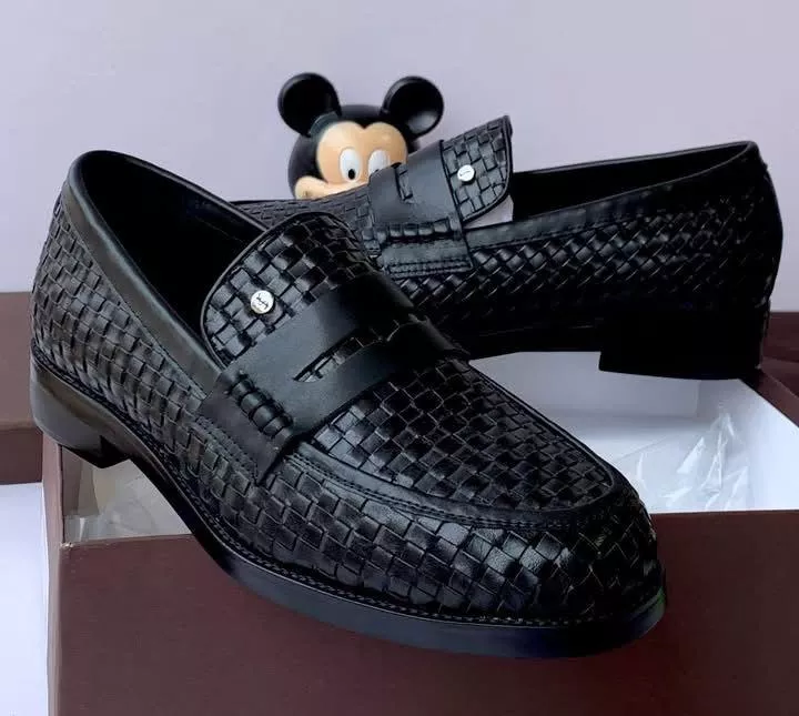 Roberto Cavalli Woven Leather Loafers – Black