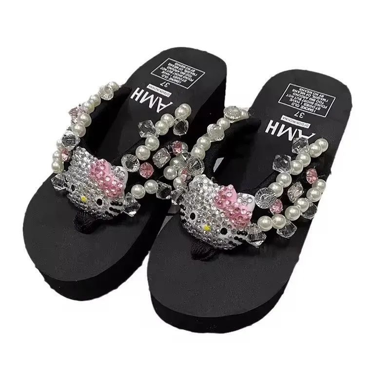 Hello Kitty Platform Flip-Flop Sandals – Black