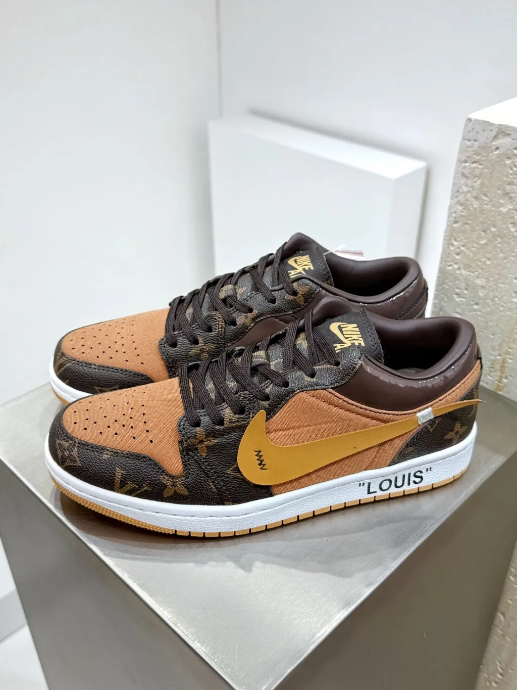 Air Jordan 1 Low Featuring Louis Vuitton Pattern.