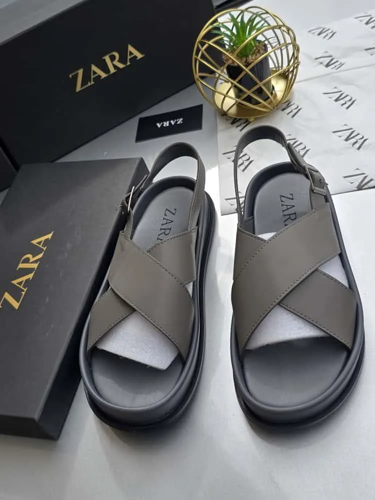 Zara Men’s Platform Cross-Strap Sandal – Taupe