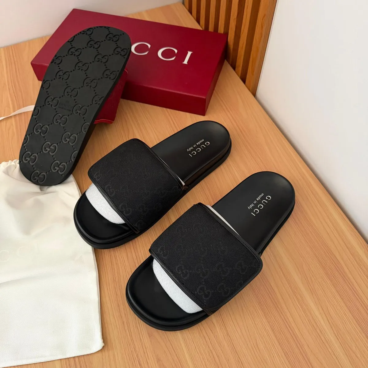 Gucci Jumbo GG Canvas Slide Sandals