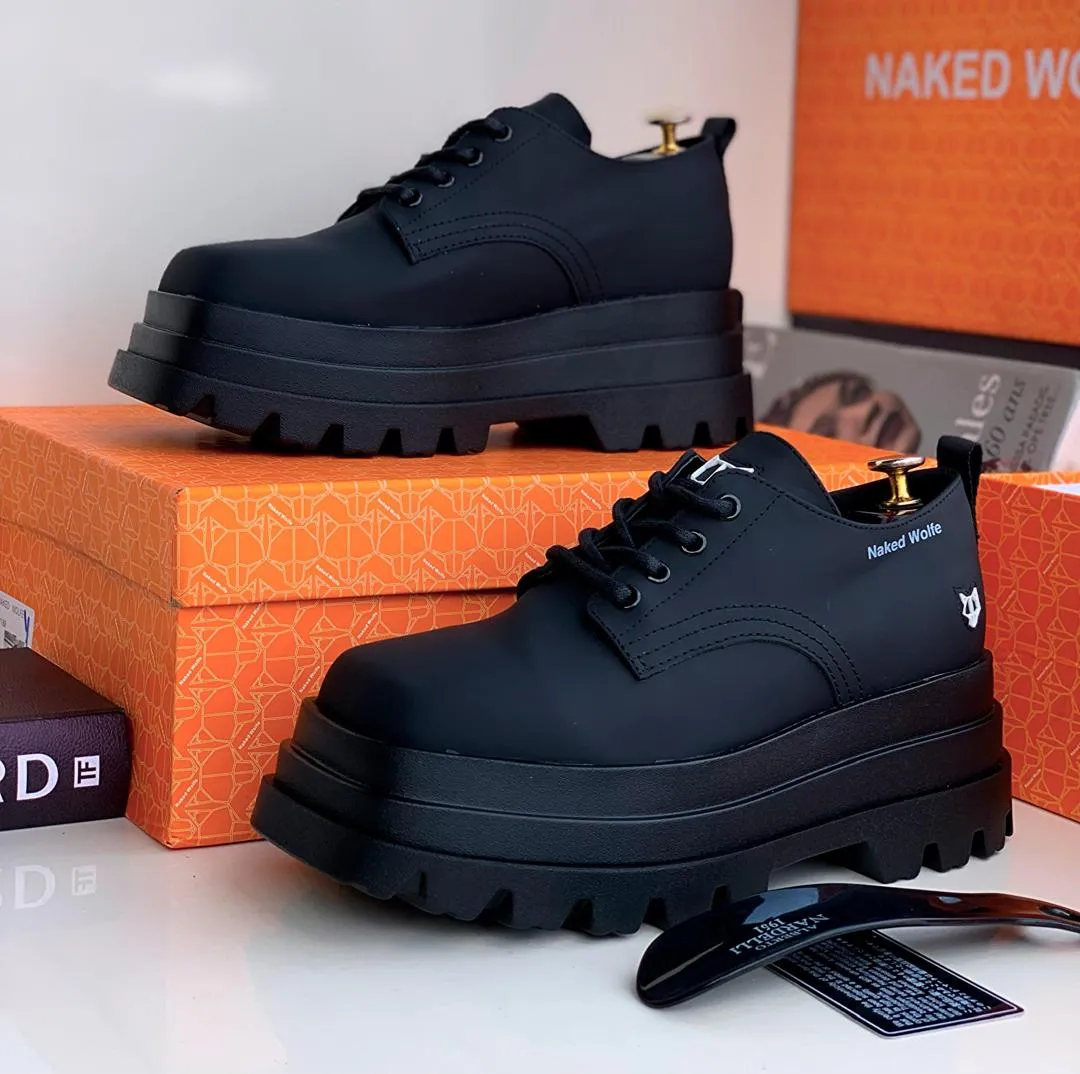 Naked Wolfe Black Retro Oxford Shoes
