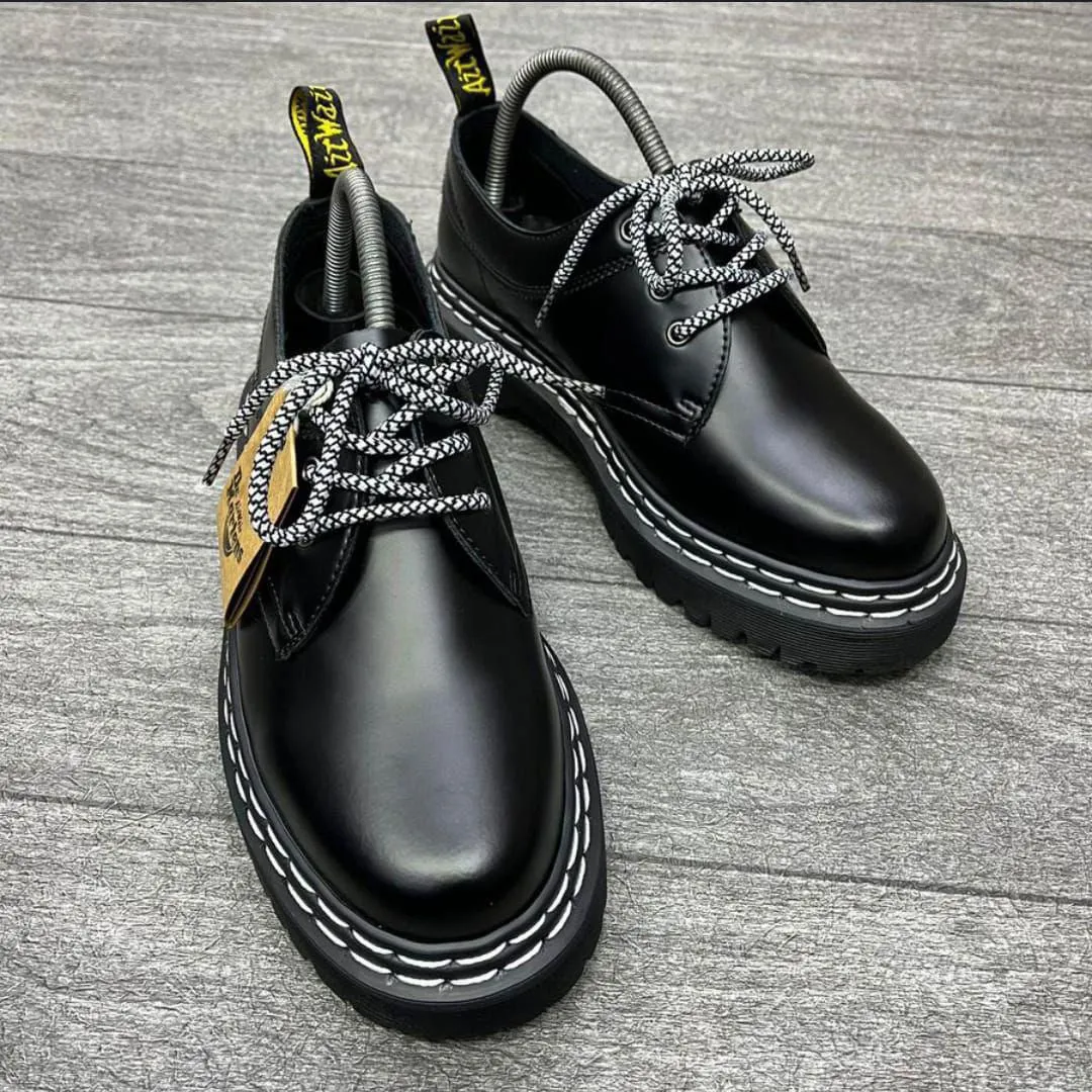 Derby Platform shoes in black leather