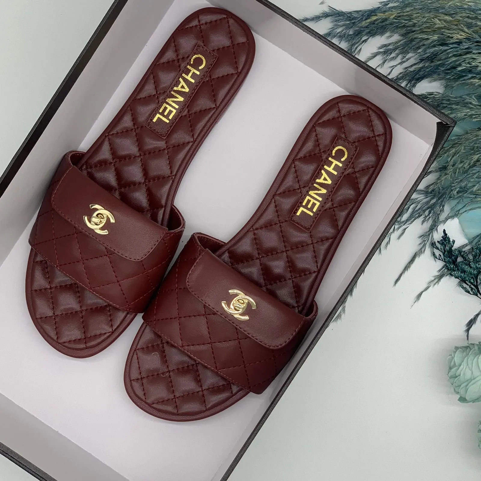 Chanel Quilted Flat Slide Sandals