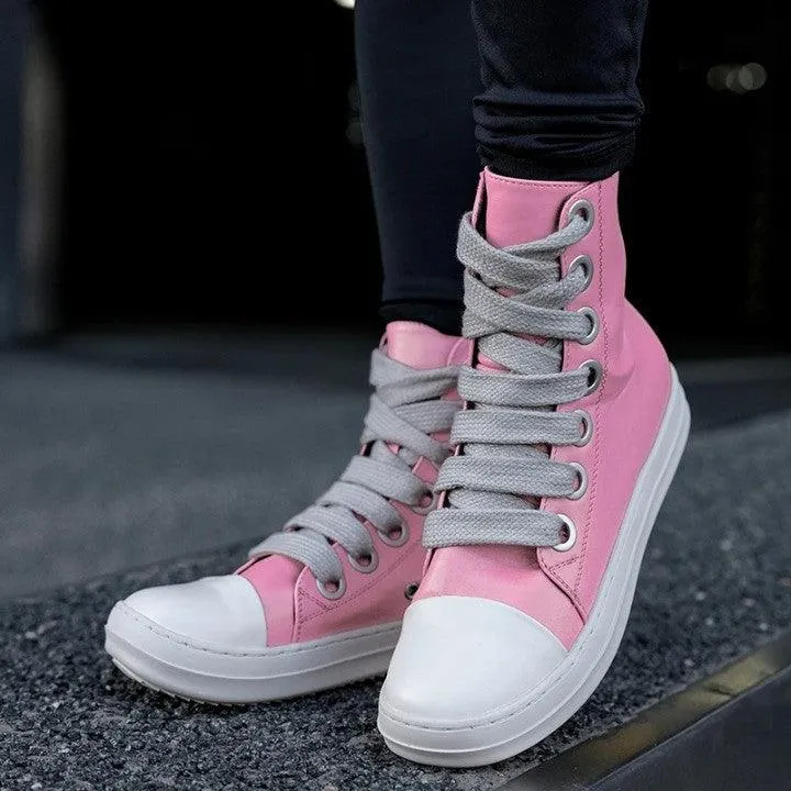 Rick Owens High Top Sneakers in Pink