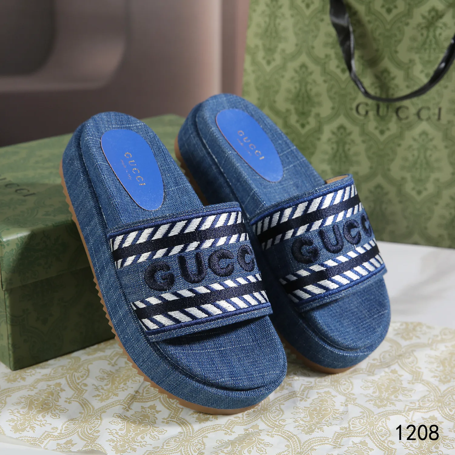 Gucci Denim Slide Sandals (Jane Slides)