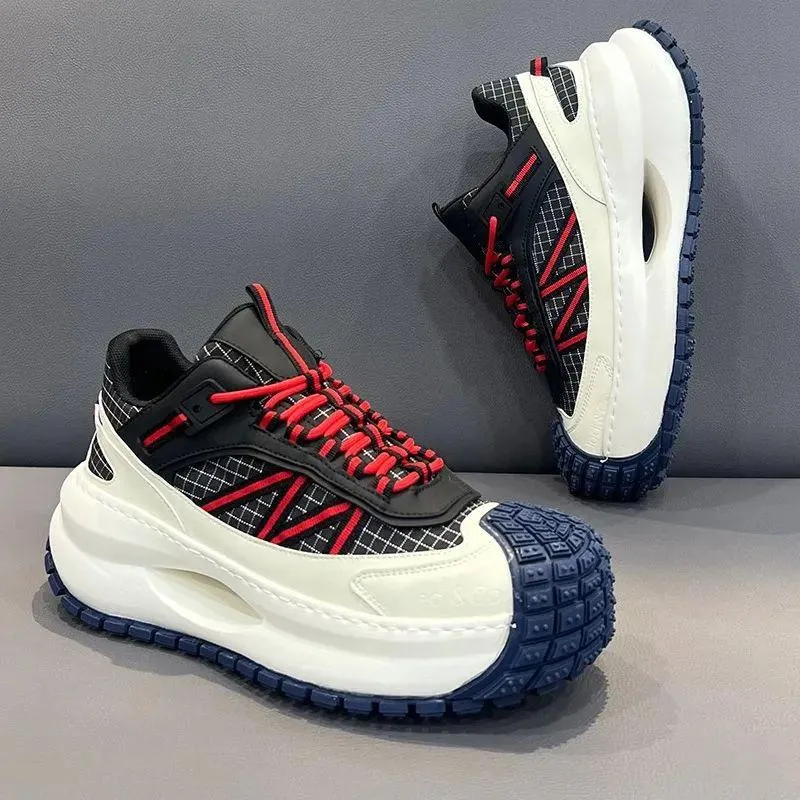 Edi & Co. Flexing Chunky Sneaker — Black/White/Red/Blue