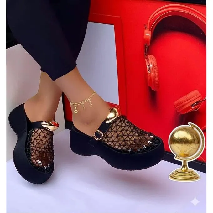 wedge half-covered shoe – Black