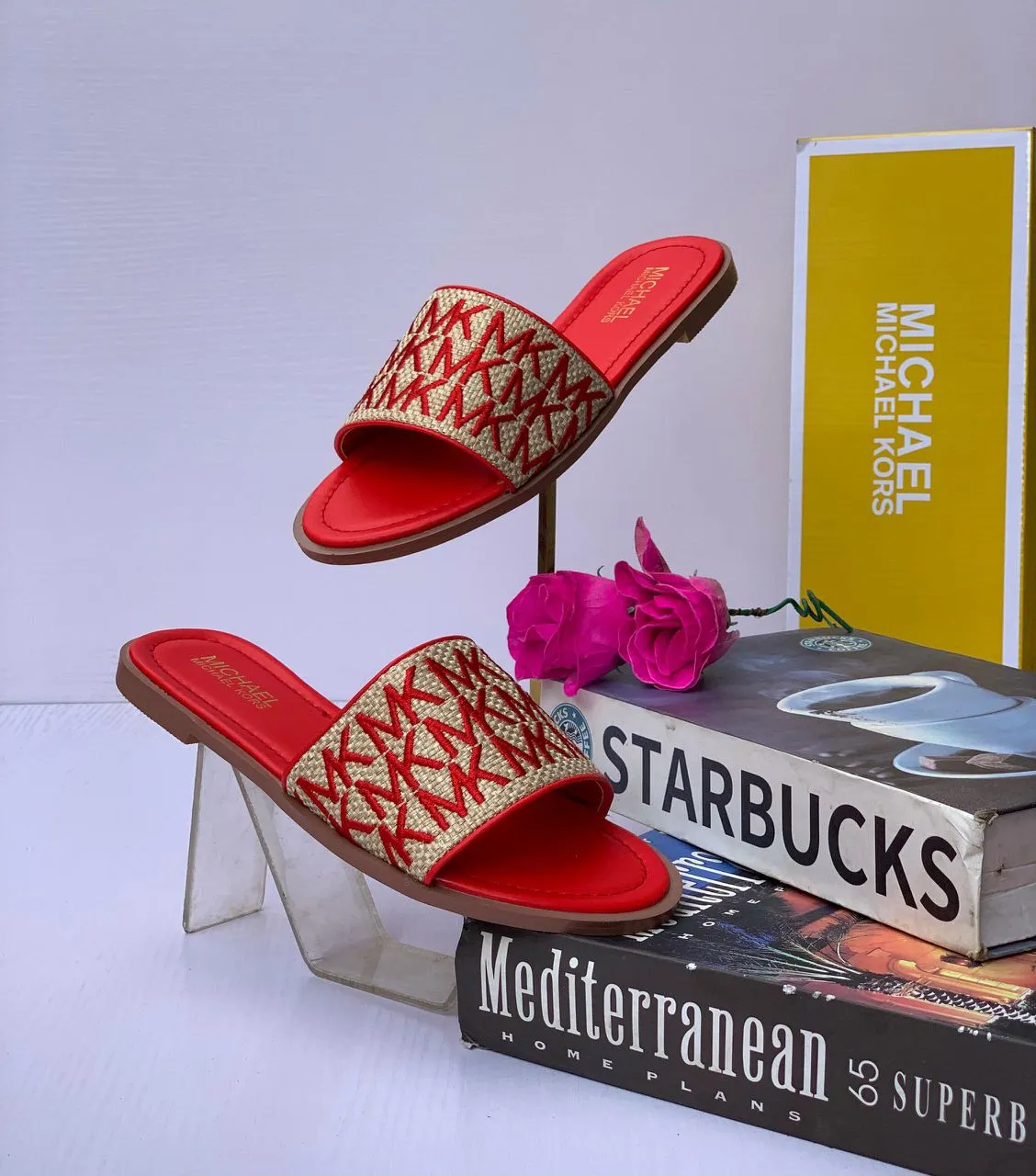 Michael Kors Deanna Cutout Slide – Carmine Pink