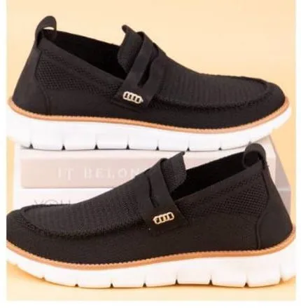 Leisure branded men's mesh loafers Brown