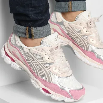 Asics Gel-NYC sneakers in the Cream/Mineral Beige/Pink