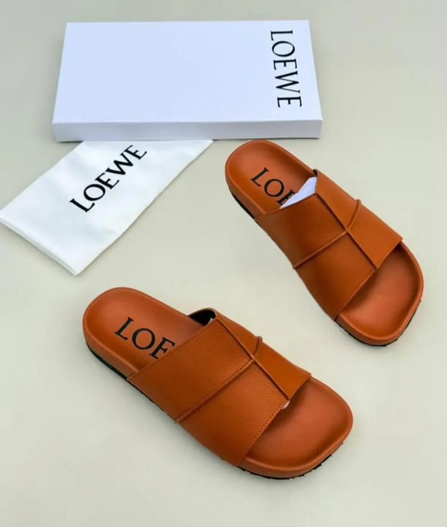 Loewe Anagram Leather Slide Sandals
