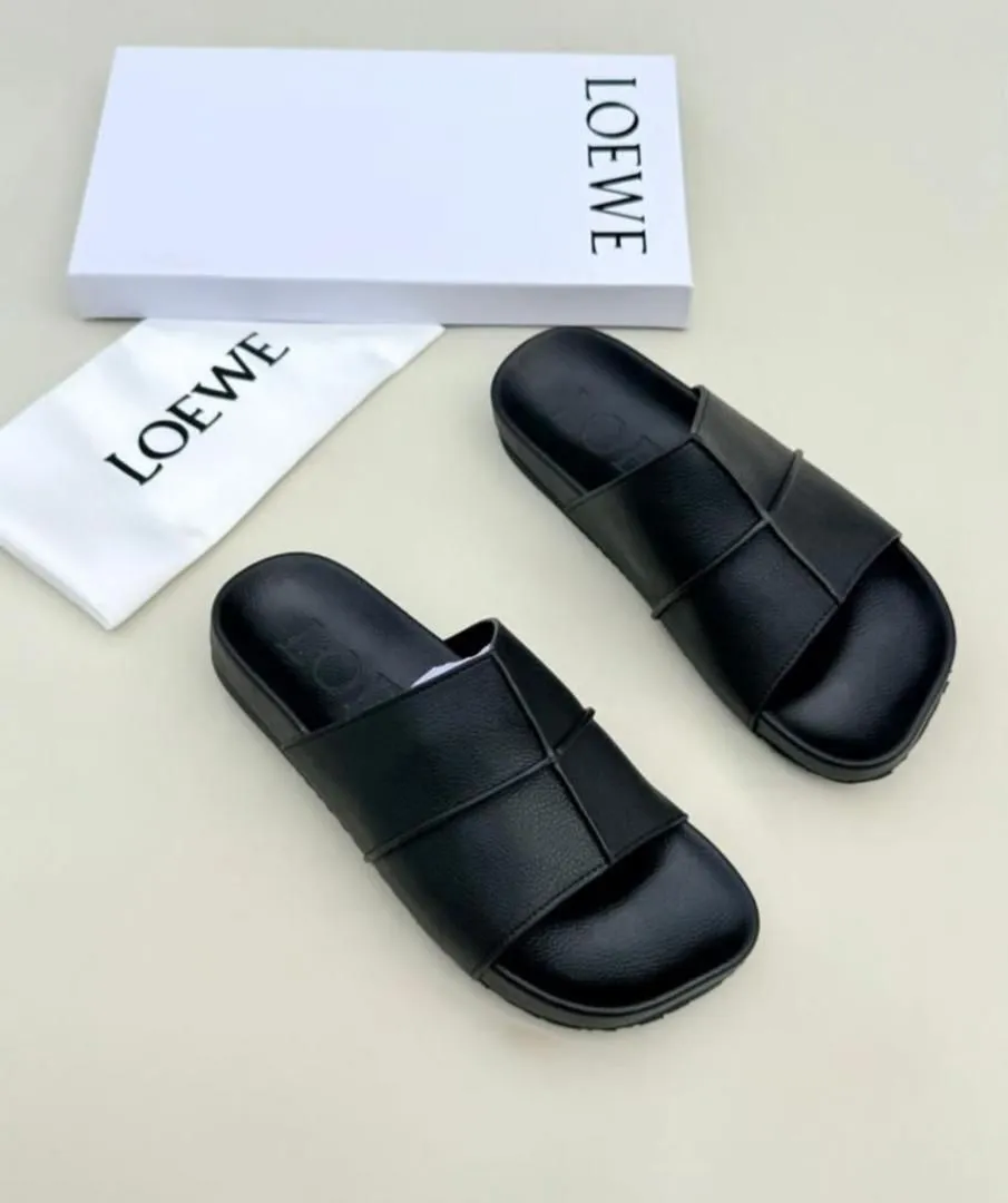 Loewe Anagram Leather Slide Sandals