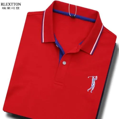 Men's mixed-color golf print summer shirts in Red